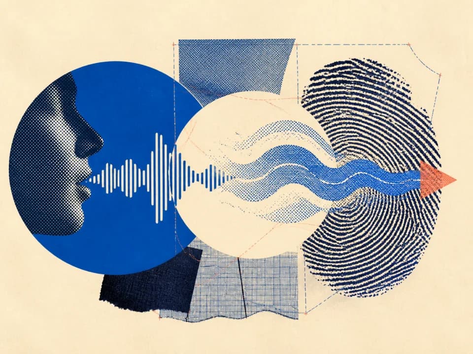 A voice waveform shaped by a personal fingerprint